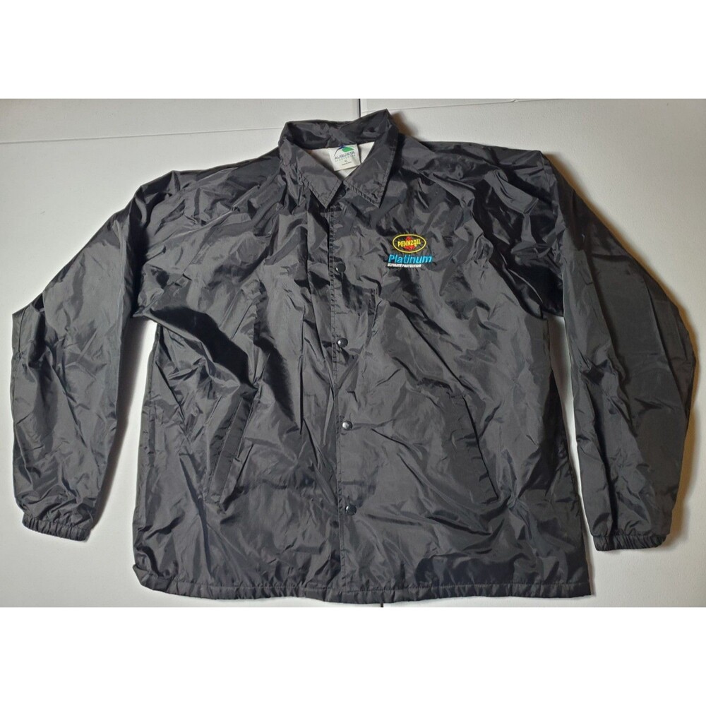 Augusta Sportswear Jacket Men XL Black Full Zip Windbreaker Pennzoil Platinum